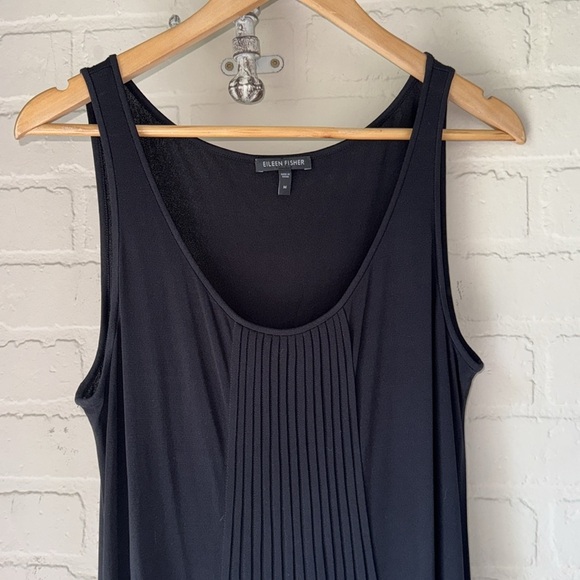 Eileen Fisher dress pleated accordion medium silk black sleeveless - Picture 1 of 4